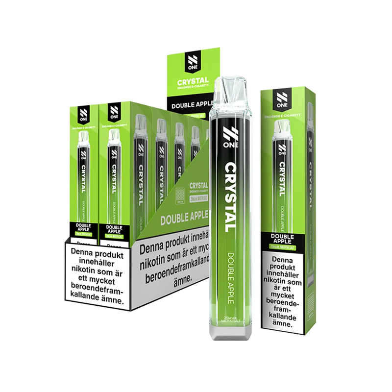 N One Crystal Mesh Double Apple engångsvape 10-pack, förfyllda vapes med nikotin och 2 ml e-vätska.