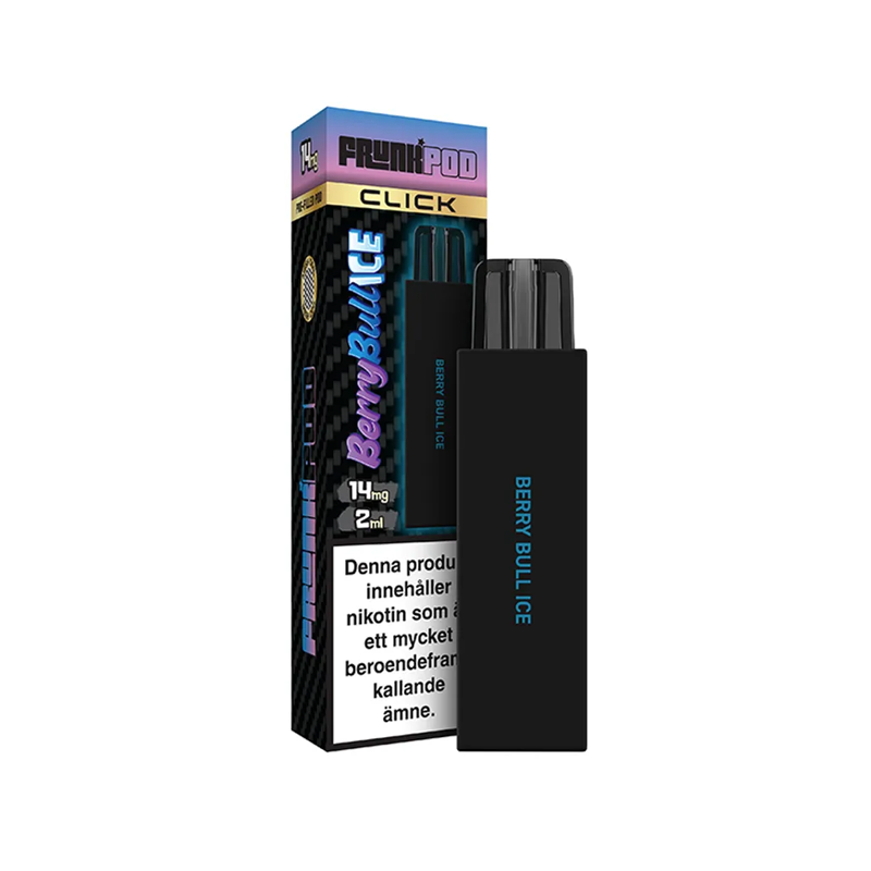 Frunk Pod Click Mesh Berry Bull Ice bredvid originalförpackning