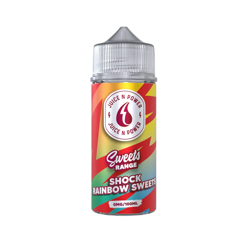 Juice N Power Shock Rainbow Sweets originalflaska mot vit bakgrund