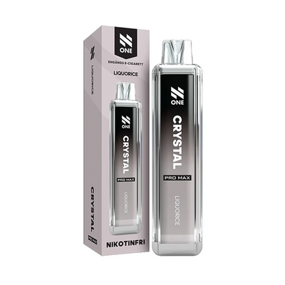 N One Crystal ZERO Engångs Vape Liquorice bredvid originalförpackning