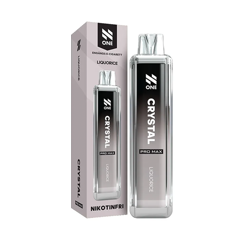 N One Crystal ZERO Engångs Vape Liquorice bredvid originalförpackning