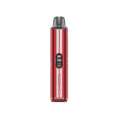 Vaporesso VIBE i färgen Racing Red – e-cigarett med OLED-skärm, Dual Mesh-pod och röd design med kontrasterande ränder