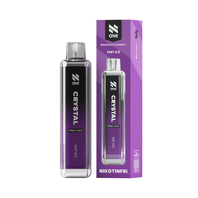 N One Crystal ZERO Engångs Vape VMT Ice engångsvape bredvid originalförpackning