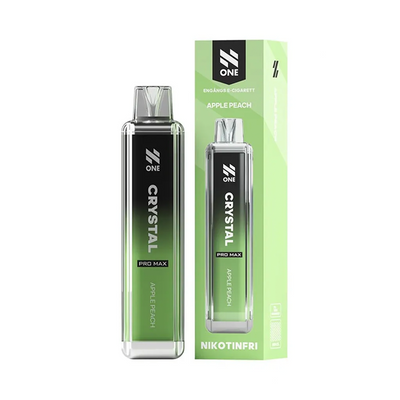 N One Crystal ZERO Engångs Vape Apple Peach engångsvape bredvid originalförpackning