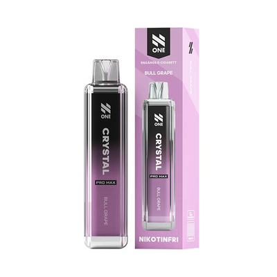 N One Crystal ZERO Engångs Vape Bull Grape engångsvape bredvid originalförpackning