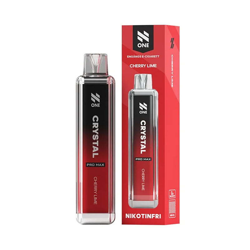 N One Crystal ZERO Engångs Vape Cherry Lime engångsvape bredvid originalförpackning