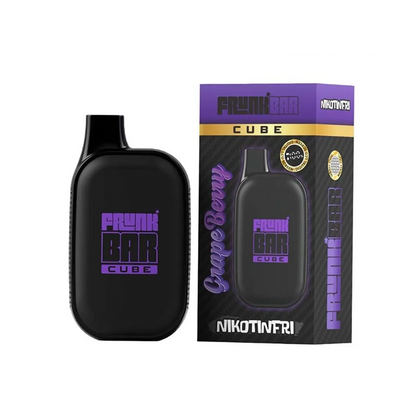 Frunk Bar Cube ZERO Mesh Engångs Vape Grape Berry bredvid originalförpackning