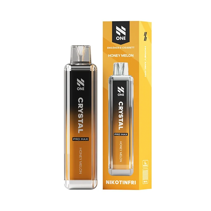 N One Crystal ZERO Engångs Vape Honey Melon engåångsvape bredvid originalförpackinng