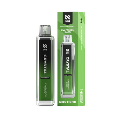 N One Crystal ZERO Engångs Vape Kiwi Passion Guava engångsvape bredvid originalförpackning