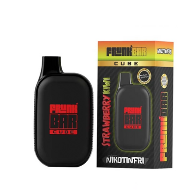 Frunk Bar Cube ZERO Mesh Engångs Vape Strawberry Kiwi bredvid originalförpackning