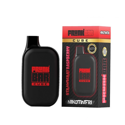 Frunk Bar Cube ZERO Mesh Engångs Vape Strawberry Raspberry bredvid originalförpackning