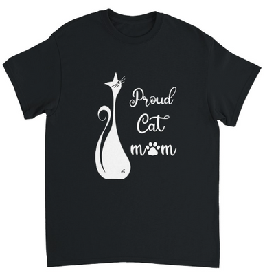 Supercat T shirt med tryck Proud Cat Mom Svart M