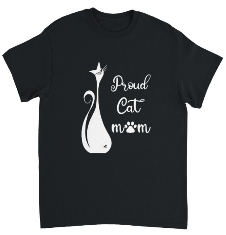 Supercat T shirt med tryck Proud Cat Mom Svart M