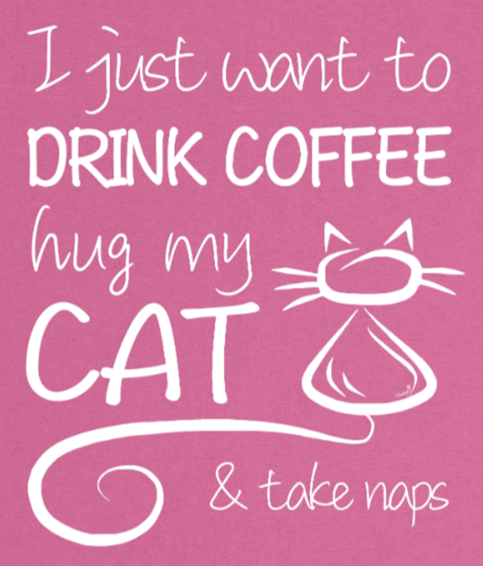 Supercat T shirt med tryck Coffee & Cat Rosa M