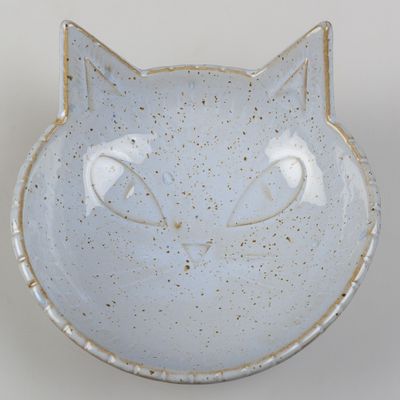 Kattmatskål kittyface stengods Blue