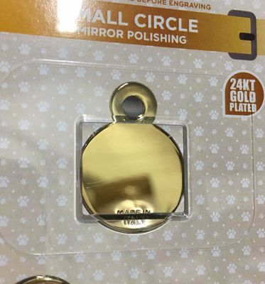 Id-bricka cirkel blank guld med gravyr