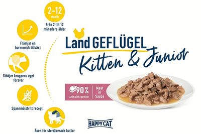 HappyCat Kitten, fågel i sås 85g