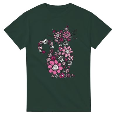 Supercat T shirt med tryck Blommiga katten mörkgrön