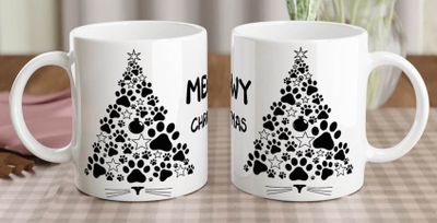 Mugg Meowy Christmas! svart-vit