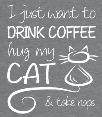 Supercat T shirt med tryck Coffee & Cat Ljusgrå S