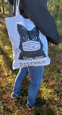 Tygväska Keep your Distance ljusgrå