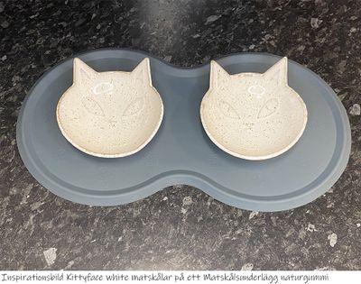 Kattmatskål kittyface stengods white