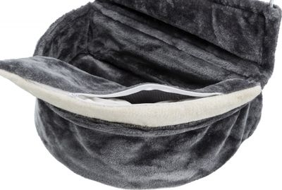 Elementsäng för stora katter, grå plysch