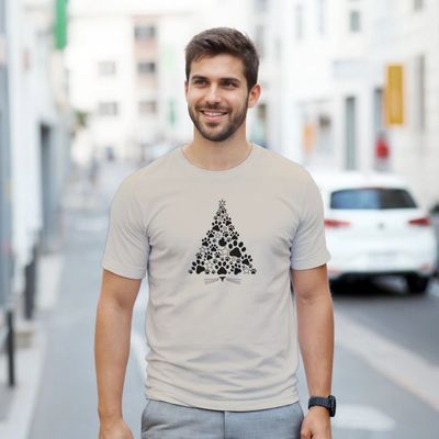 Supercat T shirt med tryck Tassgran Beige