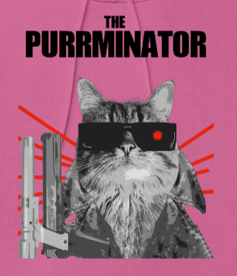 Supercat Hoodie med tryck Purrminator rosa