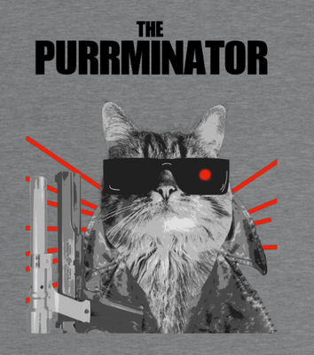 Supercat T shirt med tryck Purrminator grå XL