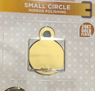 Id-bricka cirkel blank guld med gravyr