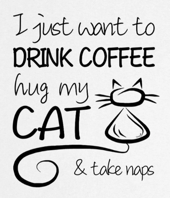 Supercat T shirt med text Coffee & Cat Vit S