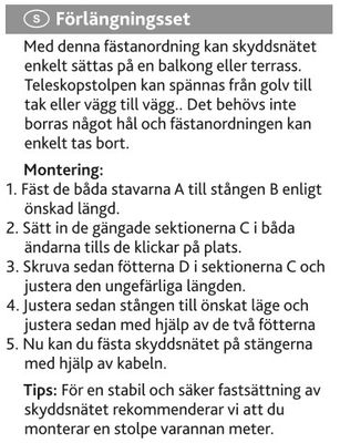 Teleskoprör "tensionpole" till balkongnät