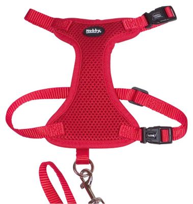 Kattsele med koppel Mesh Röd L-XL