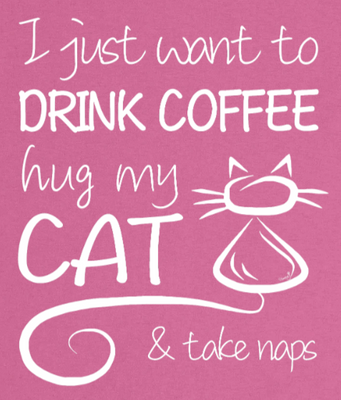 Supercat T shirt med tryck Coffee & Cat Rosa S