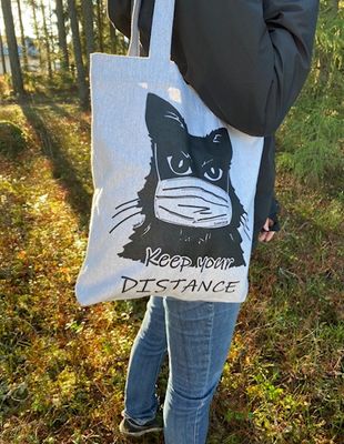 Tygväska Keep your Distance ljusgrå