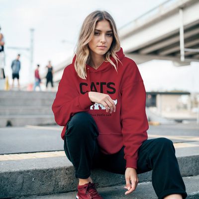 Supercat Hoodie med tryck, CATS röd XL