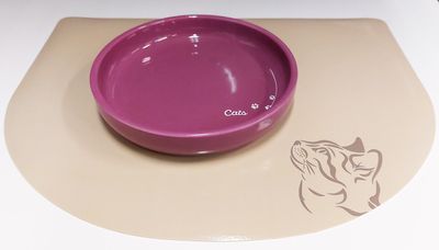 Matskålsunderlägg Kattsiluett beige