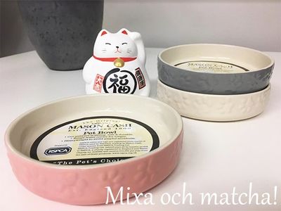 Kattmatskål keramik låg kant rosa