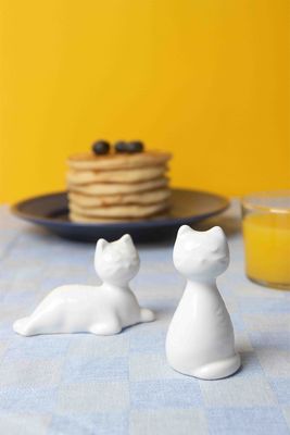 Salt och peppar vit katt