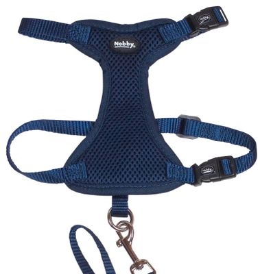 Kattsele med koppel Mesh Blå L-XL