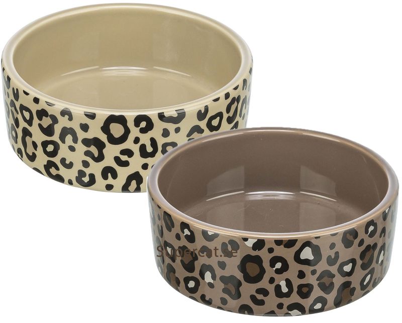 Kattmatskål leopard, keramik