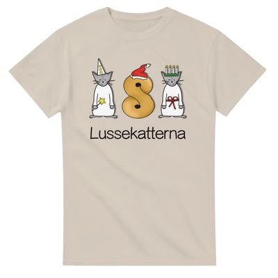 Supercat T shirt med tryck Lussekatterna Beige