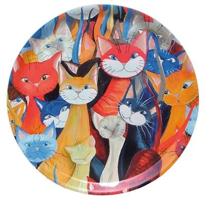 Bricka Mångfald kattmotiv (stor rund)