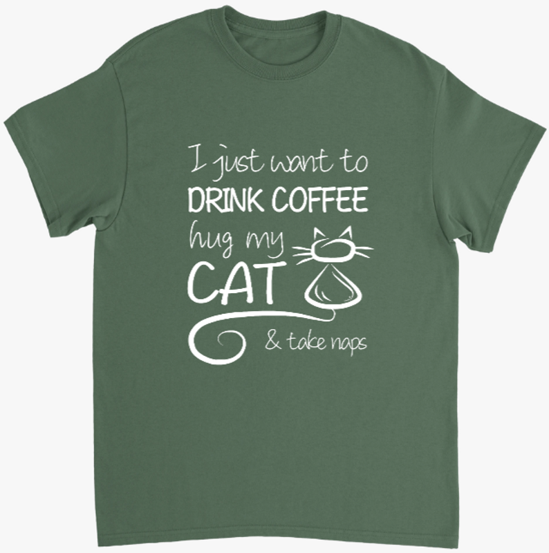 Supercat T shirt med tryck Coffee & Cat Grön XL