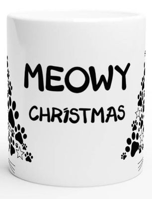 Mugg Meowy Christmas! svart-vit