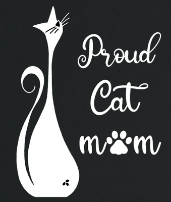 Supercat T shirt med tryck Proud Cat Mom Svart M