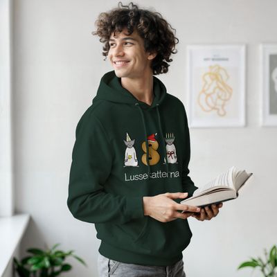 Lussekatterna Jultröja Kattmotiv, mörkgrön med text