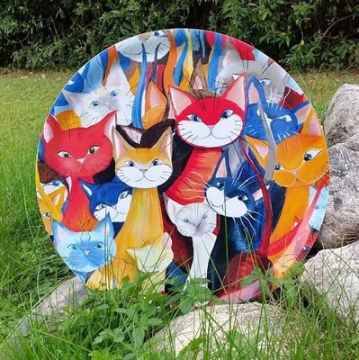 Bricka Mångfald kattmotiv (stor rund)