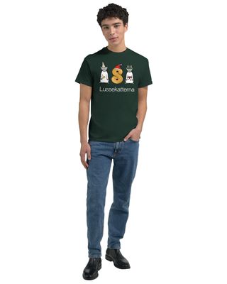 Supercat T shirt med tryck Lussekatterna Mörkgrön